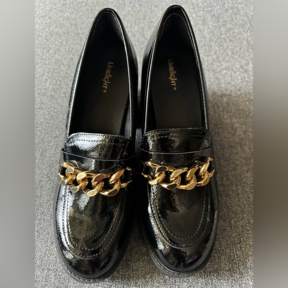 LIMELIGHT WOMEN’S KENDALL Platform LOAFER Black Patent with Gold Chain Size 10 - Picture 5 of 11
